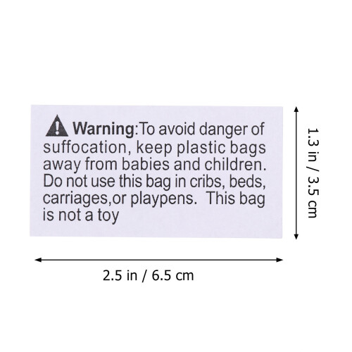 Adhesive Warning Stickers White 1000pcs 2.6x1.4in 1