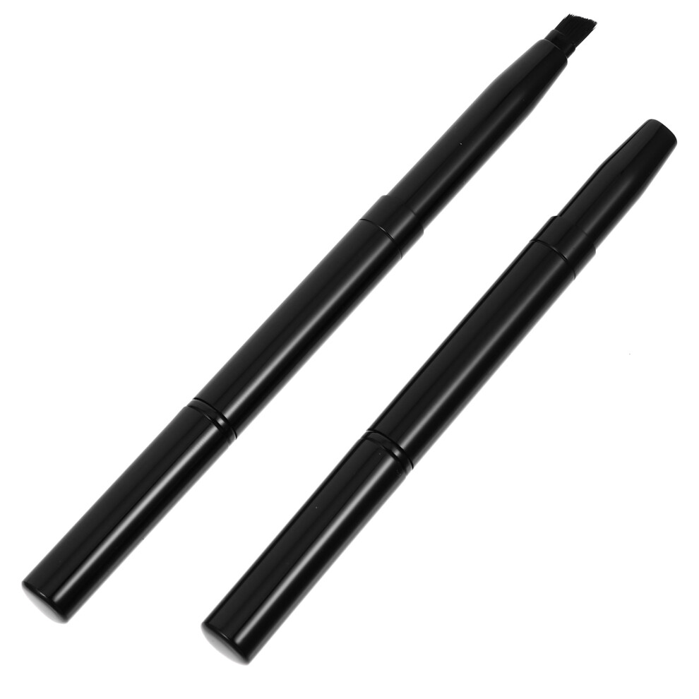 Vaguelly Black 2Pcs Mini Double-Ended Eyebrow Makeup Brush Angled Cosmetic Tool