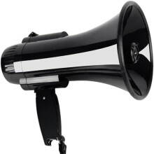Megaphone Plastic Bullhorn Speaker With Built-In Siren, Volume Control, Strap, Clear Sound, Outdoor Event Black
