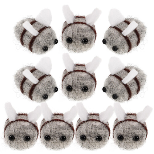 Bee Craft Decoration Wool Felt Grey 10pack 2
