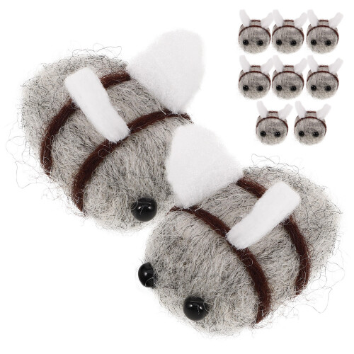 Bee Craft Decoration Wool Felt Grey 10pack