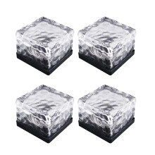 4pcs solar glass brick lights, waterproof led for garden, patio, lawn