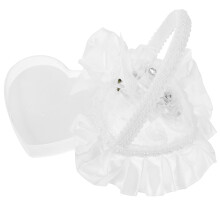 heart-shaped lace wedding ring pillow with handle