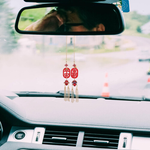 Lucky Car Charm Decoration Pendant Red Switch Panel Rear View Mirror 2