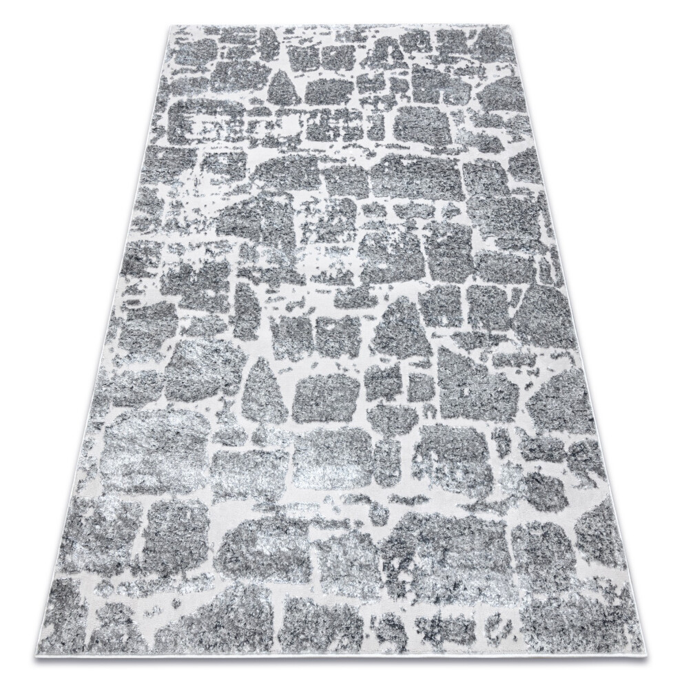 Modern Mefe Carpet 6184 Paving Brick - Structural Two Levels Of Fleece Dark Grey 180X270 Cm 5902921085263