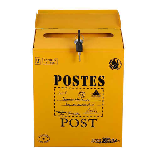 2 Pcs Lock Mailbox Wall Mount Letter Box Newspaper Holder
