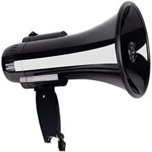 Megaphone Plastic Bullhorn Speaker With Volume Control Built-In Siren Strap Outdoor Event Clear Sound Black