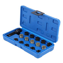 M14x1.25mm Spark Plug Thread Repair Kit 16-Piece Steel Reamer Tap Set With Case For Automotive Maintenance