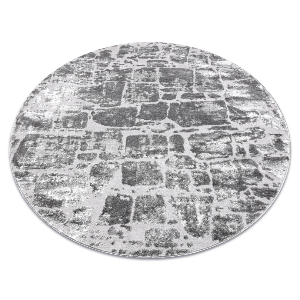 Modern MEFE carpet Circle 6184 Paving brick - structural two levels of fleece dark grey circle 120 cm