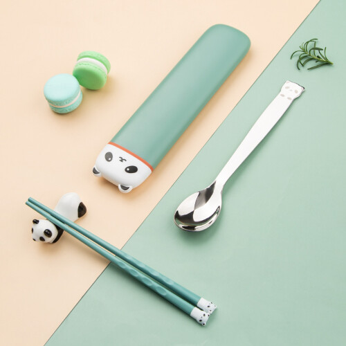 1 set portables essstäbchen besteck, leichtes set mit löffel 1