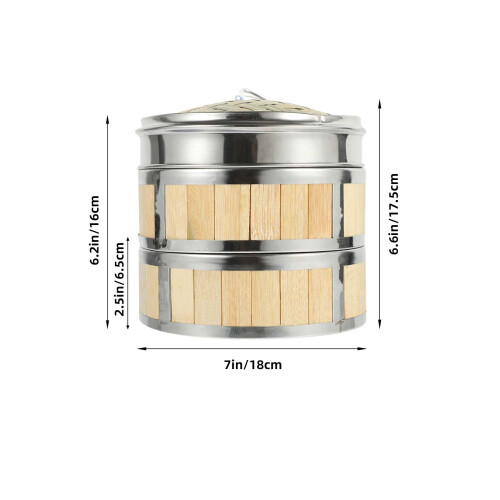 bamboo steamer set multi layer covered basket for kitchen use 2
