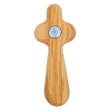 Unique Handheld Mini Olive Wood Cross for Catholic Baptism Gifts