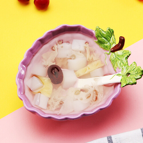 Grape Design Ceramic Bowl 300ml with Spoon 2