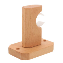 3Pcs Khaki Wooden Curtain Rod Holders for Bathroom and Bedroom Walls