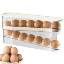 Egg Container For Refrigerator, Automatic Rolling Egg Dispenser, Large Capacity Kitchen Storage Pantry Freezer Camping
