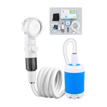 Portable Shower For Camping, Handheld Rechargeable Outdoor Shower Pump, Blue, Compact Travel Bath Kit