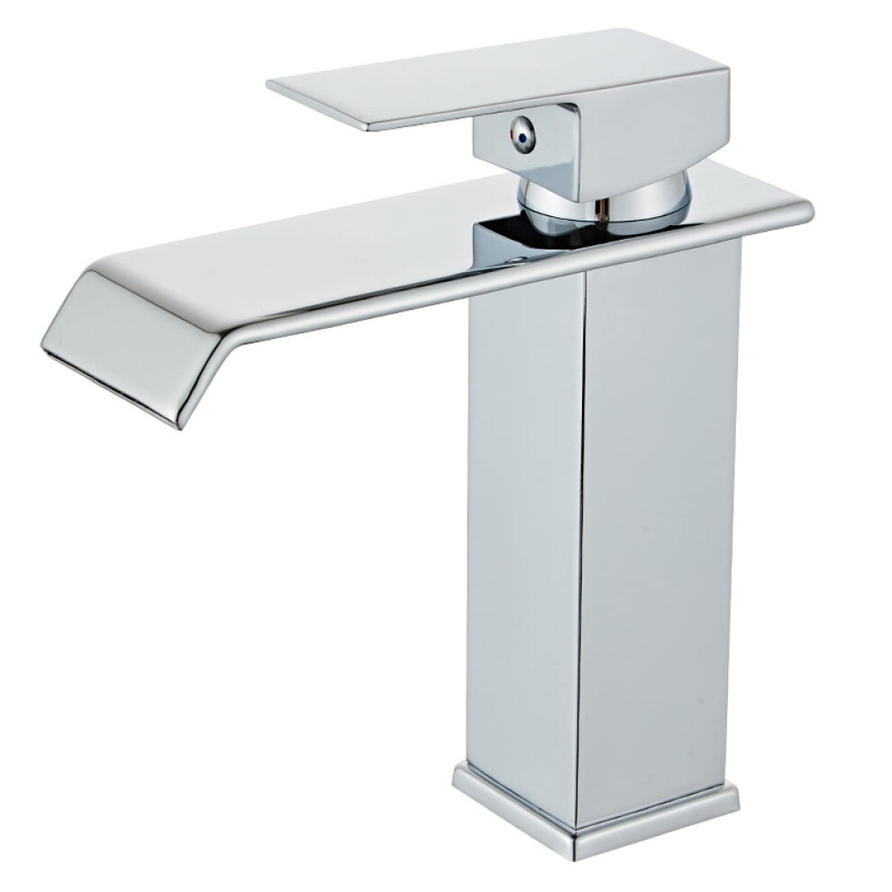 Basin Tap Waterfall Copper Core Above Counter Basin Faucet Hot And Cold Single Hole Black Finish 9393856893874