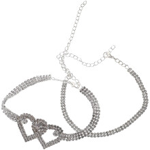 2Stk Modisches Herz Fußkettchen Aus Silberlegierung Für Frauen Schmuck