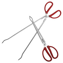 2 stück aal-krebs-matschfisch-zange, lange greifer outdoor – gebogen rot