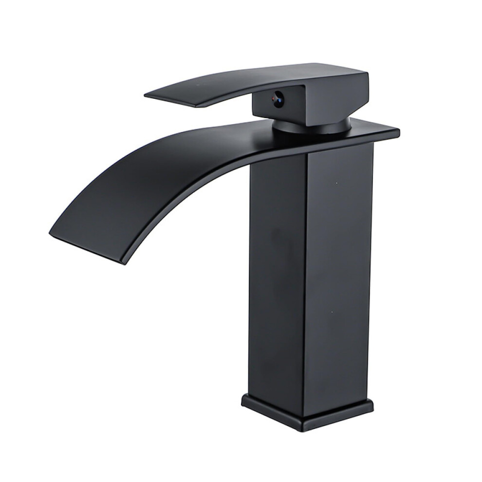 Bath And Basin Taps Black Paint Waterfall Faucet, Hot And Cold, Above Counter Basin, Single Hole Faucet 9393856894086