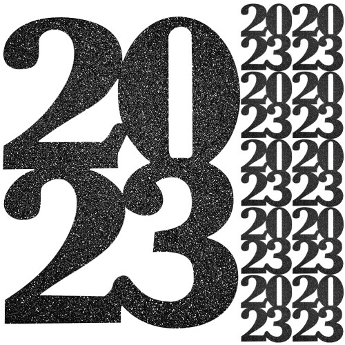 40pcs 2023 graduation cutouts tags glitter centerpieces sticks 1