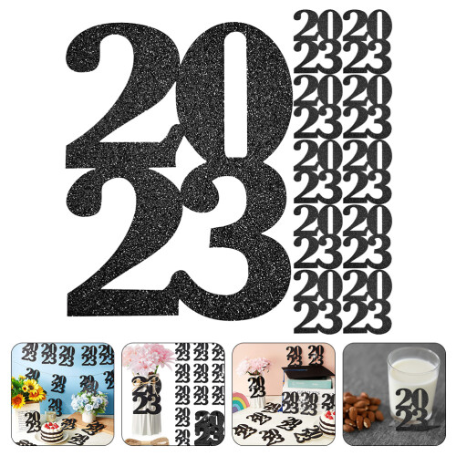 40pcs 2023 graduation cutouts tags glitter centerpieces sticks 2