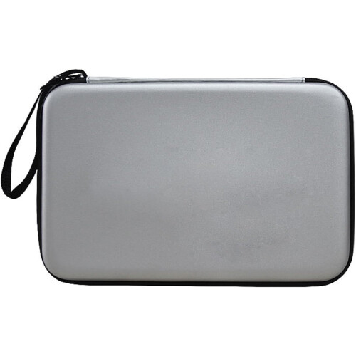 Square Table Tennis Racket Case - Hard Shell, Zippered Paddle Storage Bag, Portable Silver 2