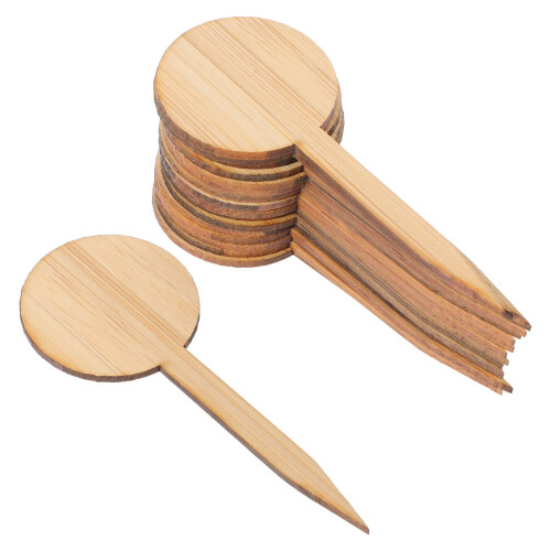 20 pcs thickened bamboo t-shaped plant labels round style
