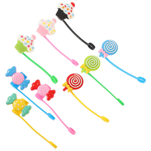 9pcs cartoon straw caps reusable drinking straw covers safe protector 2