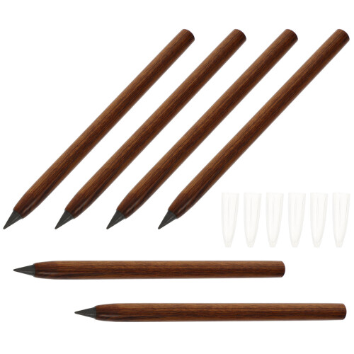 6pcs Wooden Inkless Pencil No Sharpening Writing Pencil