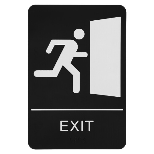Tactile Exit Sign 22.5x15cm Raised Letters Braille Acrylic