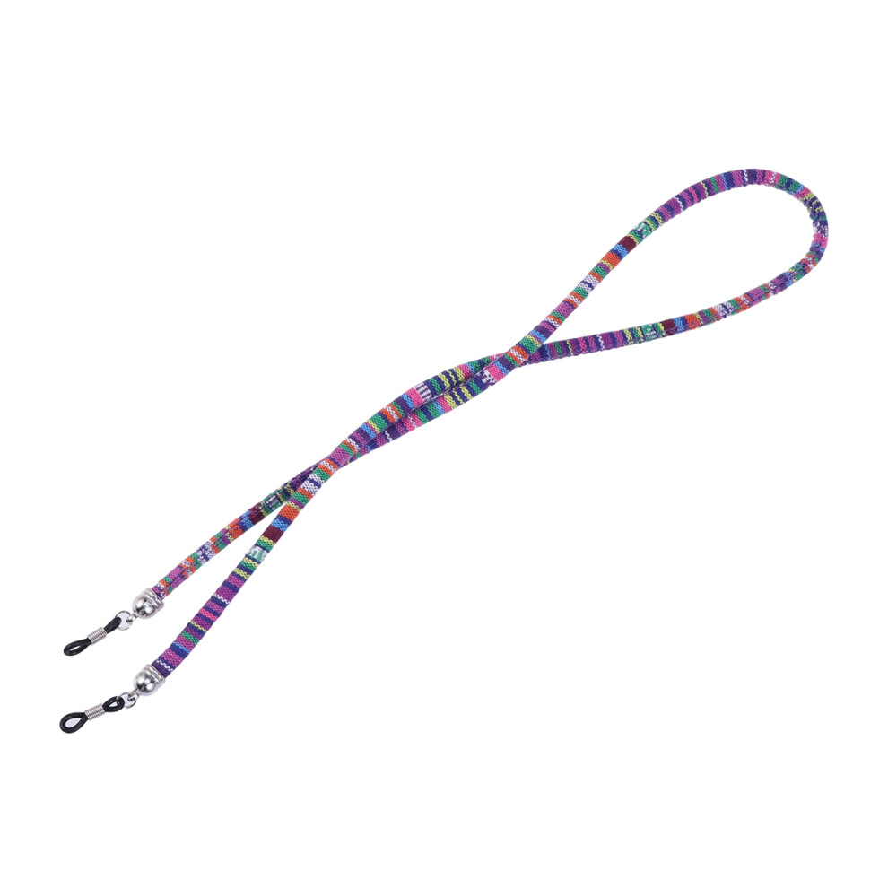 Iplusmile Ethnic Style Eyeglass Holder Chain Cotton Wool Retainer Purple