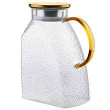 glass pitcher with lid for cold water, fits fridge door, transparent