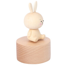 1pc Wood Music Box Ornament Rabbit Craft