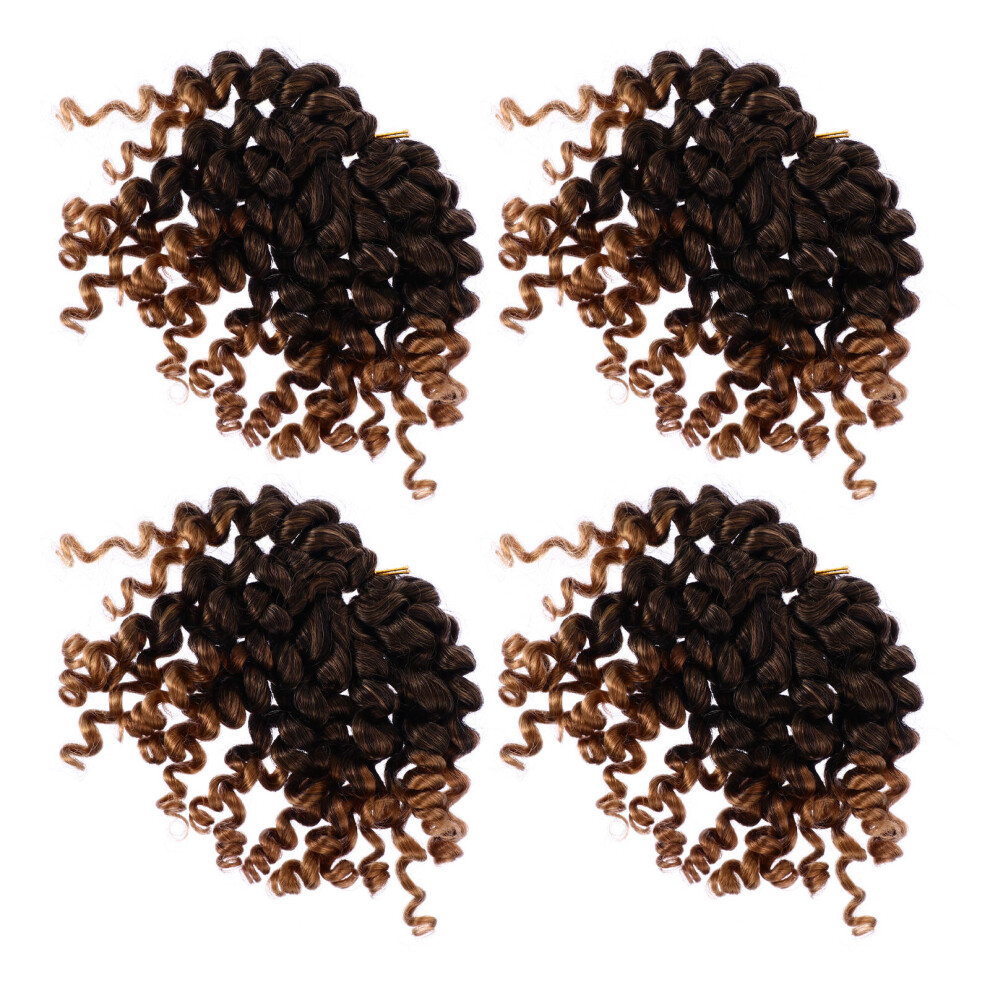 Artibetter Unisex 4Pcs Twists Crochet Braids Fluffy Curly Synthetic Hair Extension