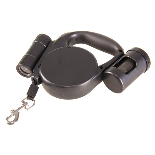 Automatic Retractable Dog Leash with LED Flashlight and Garbage Bags