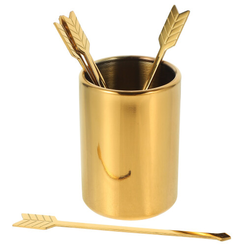 stainless steel fruit picks set with bucket for desserts and coffee