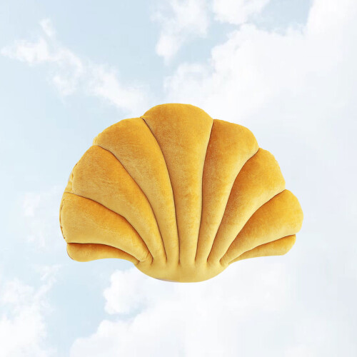 1pc Shell Shape Plush Pillow Cushion for Home Office Car Use Yellow 1