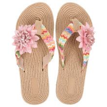 woven hawaii style flip-flops summer beach slippers with flower design