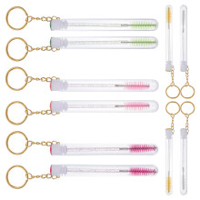 10 pcs eyelash brush with tube and keychain for makeup