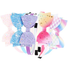 6 Pcs Glitter Bow Headbands Sequin Hairband for Kids