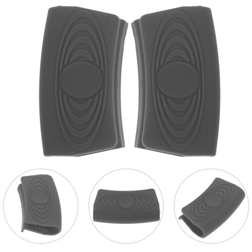 2 Pcs Pot Handle Protective Covers Silicone Clips Parts Grey 2