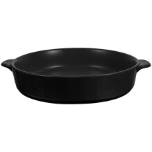 round ceramic baking dish with double handles for roasting and baking
