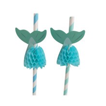 25pcs paper honeycomb mermaid tail lake blue
