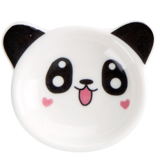 4pcs ceramic dish saucer, panda shape, white 1