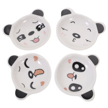 4pcs ceramic dish saucer, panda shape, white