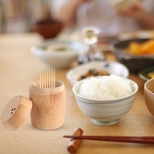 1pc Multifunction Bamboo Storage Box Toothpick Holder For Home 2