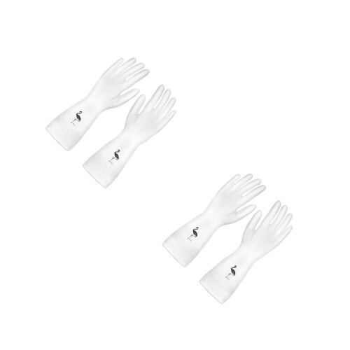 2pcs durable rubber cleaning gloves l size flamingo pattern 1