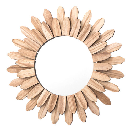 wall hanging mirror with wooden frame for bathroom decor