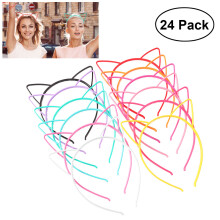24pcs Cat Ear Headband 0.6cm ABS Plastic Hair Accessory